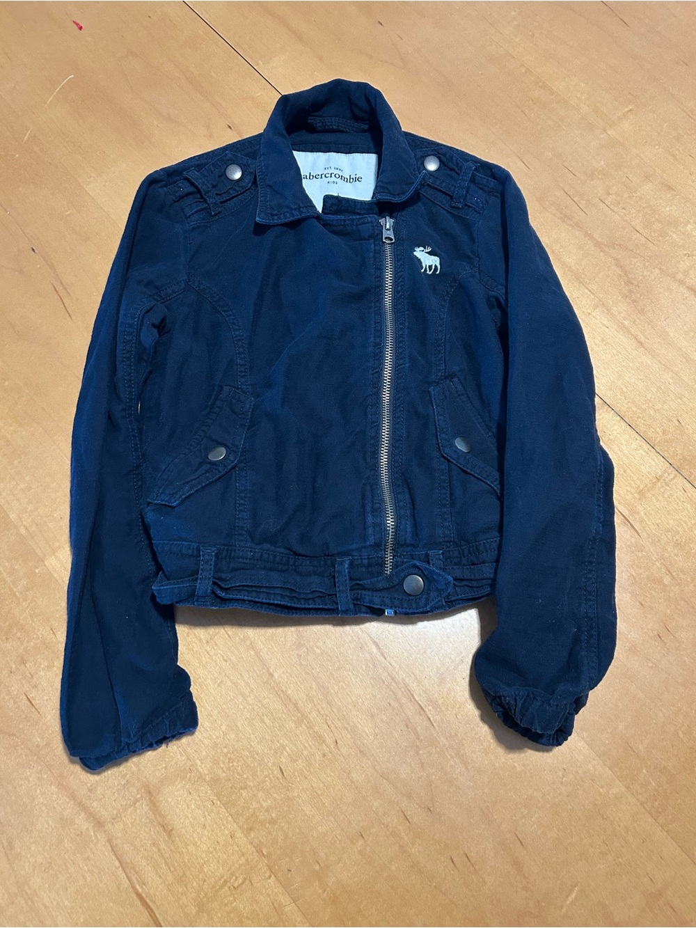 Abercrombie & Fitch Girls Dark Blue Asymmetrical Zip Jacket